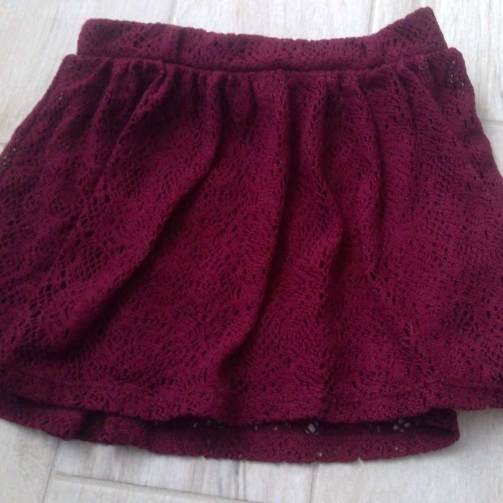 Red lace skirt with belt loops
